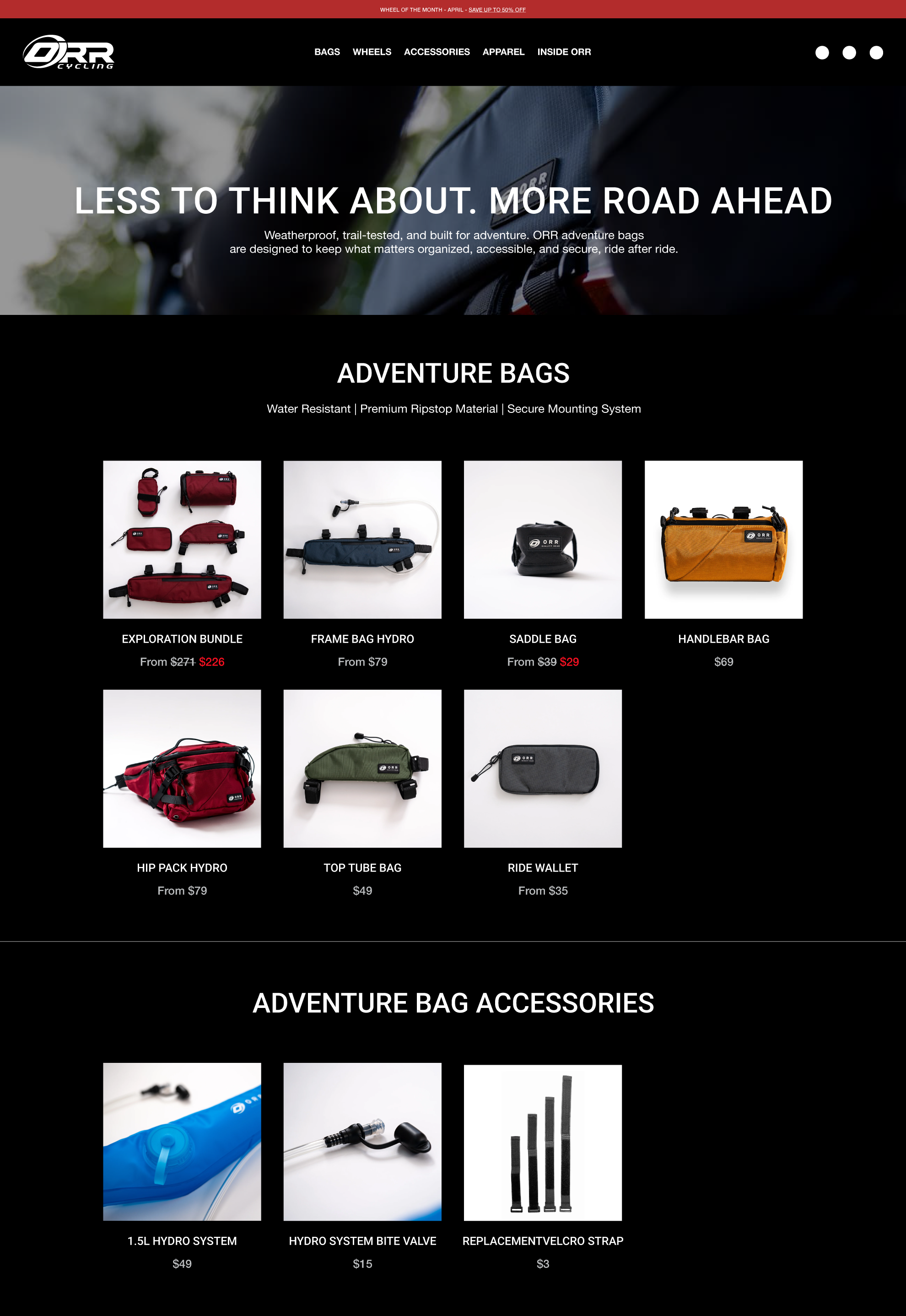 ORR Cycling bag collection page